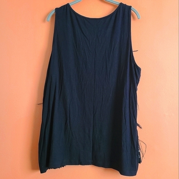New Noir Black Sequin and Feather Tank Top 3X - Picture 2 of 5